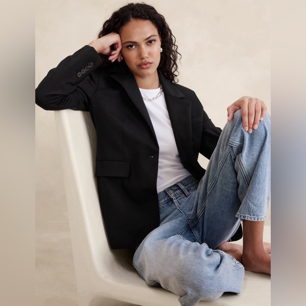 NWT! Banana Republic Black Siena Italian Wool Blazer - Multiple Sizes 🩷 #444943 - Picture 13 of 16